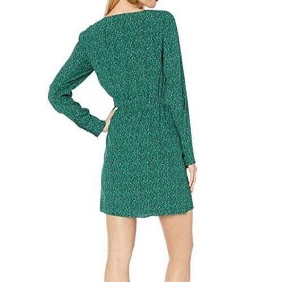 Sanctuary Women's Sz 10 Green Animal Print Stay The Night L/S Mini Wrap Dress - Picture 11 of 11